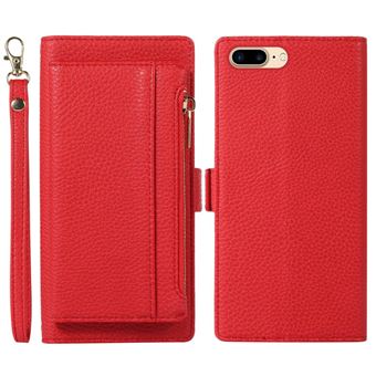 Capa PU magnético, textura de lichia com suporte e alça Magunivers para iPhone 6 Plus/6s Plus/7 Plus/8 Plus 5.5'' - vermelho - 1