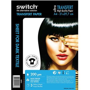 Papel Transferência Switch A4 para Impressoras a Jato de Tinta - 3 Folhas