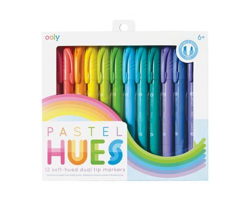 Caneta de Feltro Ooly com Ponta Dupla Pastel Hues - 12 Unidades