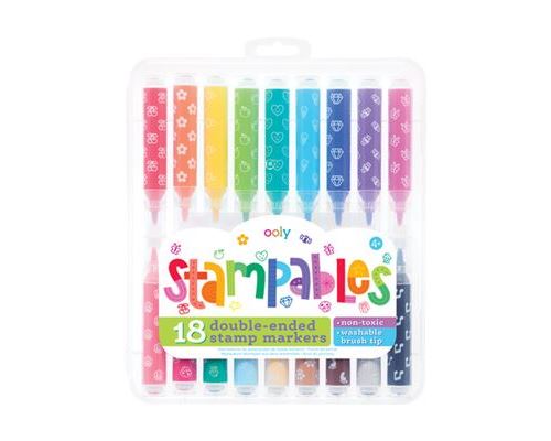 Caneta de Feltro Dupla Ooly com Carimbo: Stampables - 18 Unidades