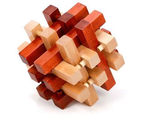 Grande Quebra-Cabeças em Madeira Cubo bege e Vermelho - Brain Teasers -  Compra na