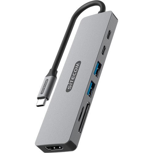 Adaptador USB-C 7 em 1 Sitecom CN-5504 - Cinzento
