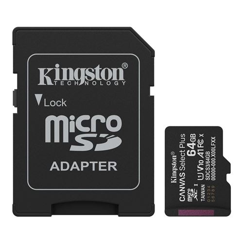 Cartão de Memória MicroSDXC Kingston Canvas Select Plus - 64GB