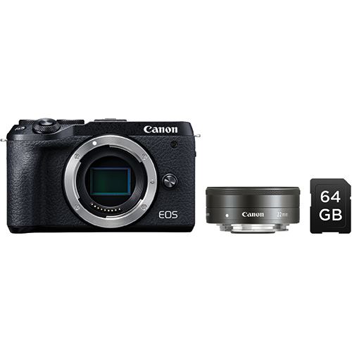 Canon EOS M6 Mark II + EF-M 22mm f/2 STM + Cartão SD