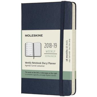 Agenda Semanal 18 Meses 2018-2019 Moleskine Notebook Azul Escuro Bolso