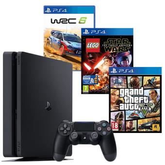 Pack Consola Sony PS4 Slim 1TB + GTA V + LEGO Star Wars: The Force Awakens + WRC 6