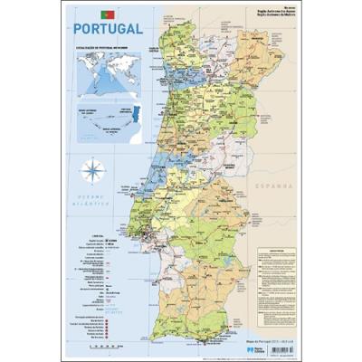 Mapa de Portugal Escolar Pequeno - 2 Faces - Folha - Vários