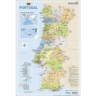 Mapa de Portugal continental e respectivas regiões