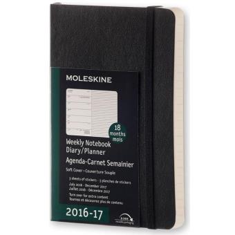 Moleskine: Agenda Semanal 18 Meses Soft Bolso Preto 2016/2017