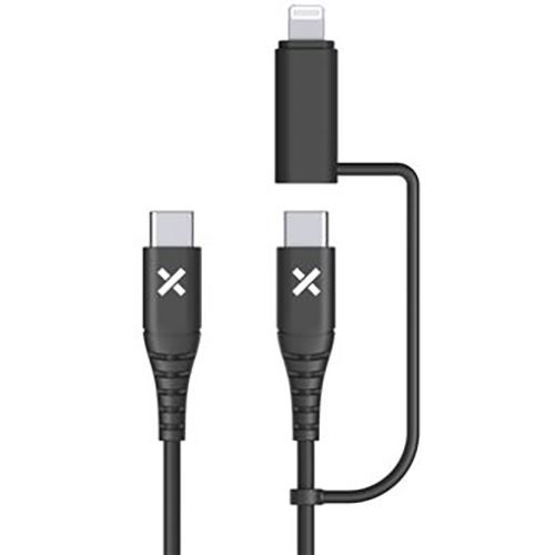 Cabo WeFix 2 em 1 USB-C para USB-C + Lightning 1m - Preto