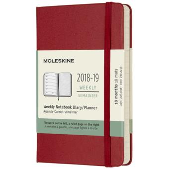 Agenda Semanal 18 Meses 2018-2019 Moleskine Notebook Vermeho Bolso