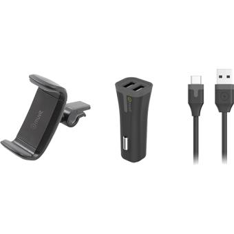 Pack Auto Muvit Suporte + Carregador Isqueiro + Cabo Tipo C