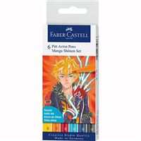 Marcadores Pitt Pen Pincel Faber-Castell - Manga Shônen - 6 Unidades