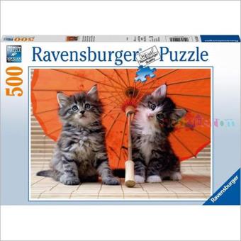 Puzzle Kittens Under an Umbrella (500 peças)