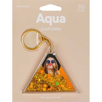 Porta-Chaves Doiy Aqua Gold Glitter