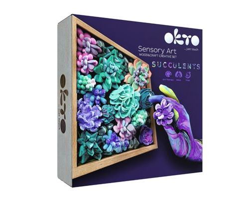 Set Criativo de Arte Sensorial Okto com Argila  e Madeira Suculentas - Tons de Azul