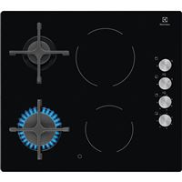 Placa Mista de Vitrocerâmica e Gás Electrolux EGE6172NOK | 58 cm | 4 Zonas | Preto