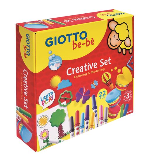GIOTTO be-bè Super Colouring and Modelling Set, Felt Tipped Pens, Modelling  Dough and Pencils, Suitable for Ages 2+