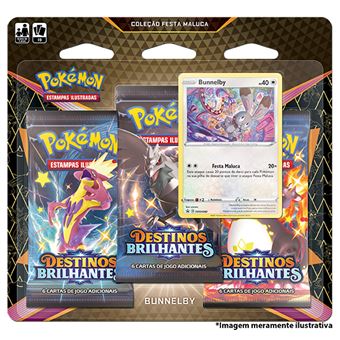 Booster Pokémon aleatório + 1 Carta Pokémon Brilhante aleatória