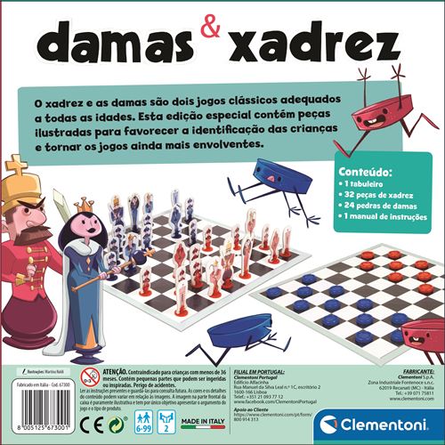 Tabuleiro de Xadrez e Damas Cayro Madeira – Mundo das Crianças