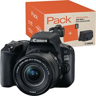 Pack Fnac Canon EOS 200D + EF-S 18-55mm f/4-5.6 IS STM + Cartão SD + Bolsa