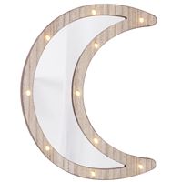 Luz Decorativa de Madeira com Espelho - Lua