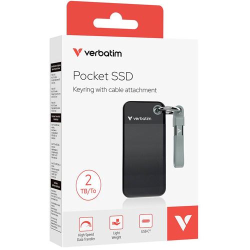 Disco Externo Mini SSD Verbatim Pocket 1TB - Cabo USB-C Cinzento
