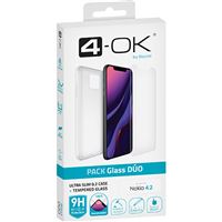 Glass Dúo: Película Ecrã Vidro Temperado + Capa 4-OK Ultra Slim 0.2 para Nokia 4.2 - Transparente