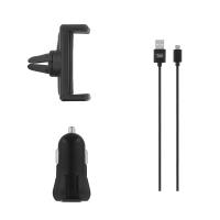Pack Auto T'nB Suporte + Carregador Isqueiro + Cabo micro USB