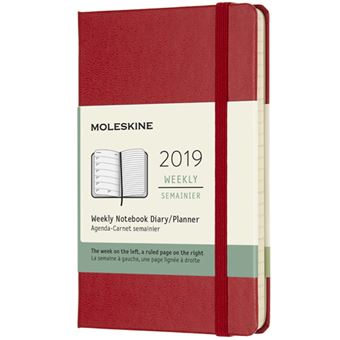 Agenda Semanal 2019 Moleskine Notebook Bolso Vermelho