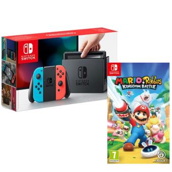 Pack Nintendo Switch 32GB Azul & Vermelho Néon + Mario + Rabbids Kingdom Battle - 1