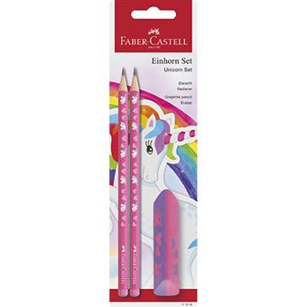 Set de Lápis Faber-Castell - 2 Lápis Grafite HB e Borracha Unicórnio - 1