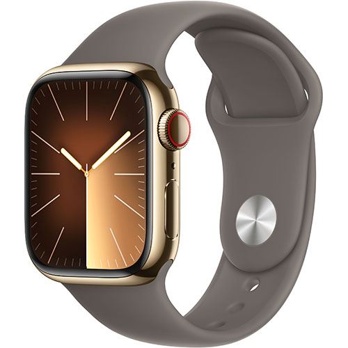 Apple Watch S9 GPS 41mm - Cellular - Aço Inoxidável Dourado | Bracelete Desportiva Dourado - M/L