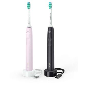 Pack Escova de Dentes Elétrica Philips 3100 Series HX3675/15 - 2 Uni. - Preto | Rosa - Outlet - Grade A - 1