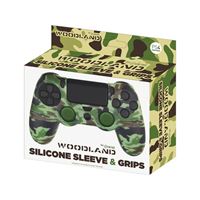 Capa de Silicone + Grips para Comando PS4 FREATEC Woodland Camuflagem