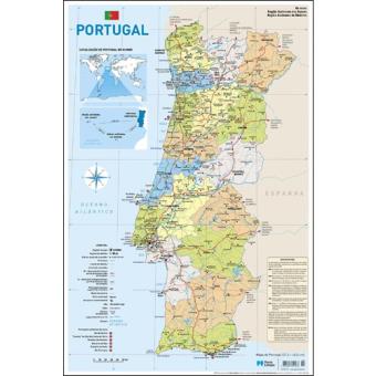 Mapa de Portugal Escolar Pequeno - 2 Faces - Folha Plastificada