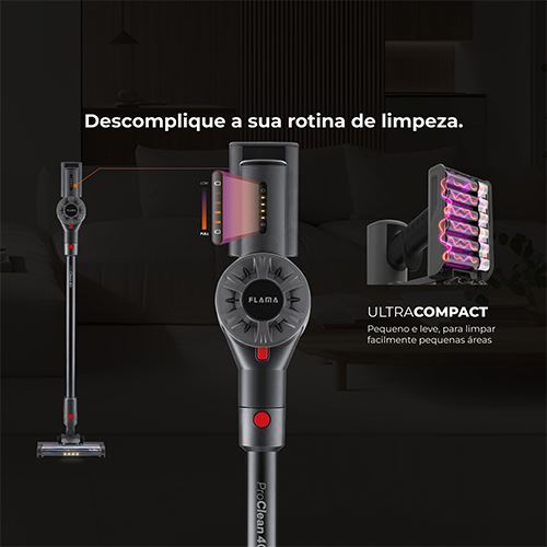 Aspirador Vertical Flama 1644FL Proclean | 22.2 V | 40 Min. | Cinzento - 6