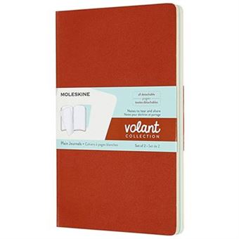 Caderno Liso Moleskine Volant Grande Coral Orange e Aqua - 2 Unidades