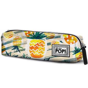 Oh My Pop! Astuccio Triplo A Forma Di Ananas - Giallo, 23x11 Cm - Porta Penne E Matite Con 3 Scomparti E Fodera
