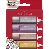 Marcadores Faber-Castell Textliner Metallic - 4 Unidades