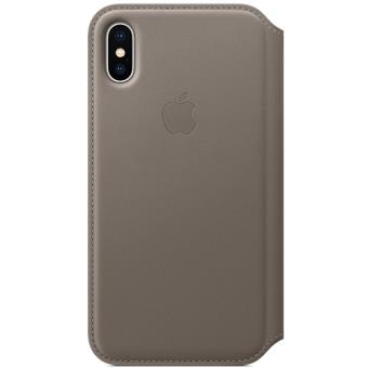 Capa Apple Leather Folio para iPhone X - Taupe