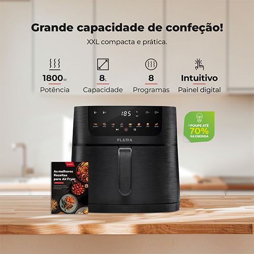 Fritadeira Sem �leo Airfryer Flama 648FL 8L - Preto - 2