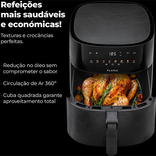 Fritadeira Sem �leo Airfryer Flama 648FL 8L - Preto - 5
