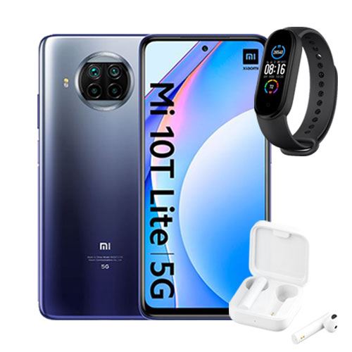 Pack Smartphone  Mi 10T Lite 5G - 64GB - Atlantic Blue +  Mi Band 5 + Auriculares  Mi 2 Basic - Exclusivo Fnac