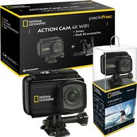 Pack Fnac Action Cam National Geographic Explorer 4 Ultra HD 4K Wi-Fi + Arnes + 20 Acessórios + 2x Baterias + Power Bank