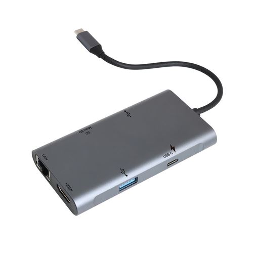 Hub USB-C Accsup 7 em 1 100W - Cinzento Escuro