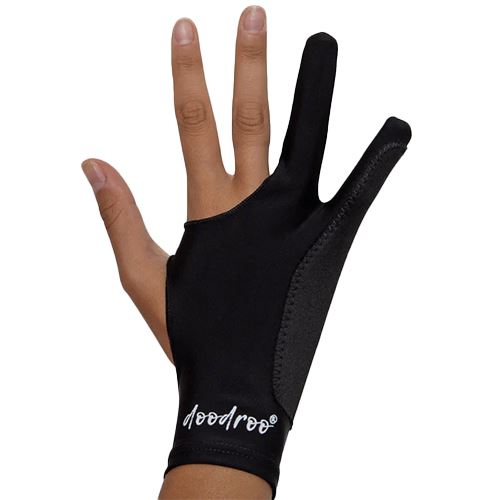 Luva de Desenho de Dois Dedos para Tablet de Desenho DooDroo | Mão Esquerda e Mão Direita | Tamanho M - Preta