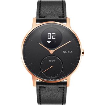 Monitor Atividade Nokia Steel HR 36mm - Rosa Dourado + Pulseira Pele - Preto + Pulseira Silicone - Preto