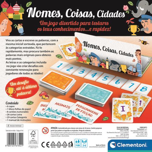 Jogo De Cartas Nomes, Coisas, Cidades Clementoni 67298 - Americana Pro