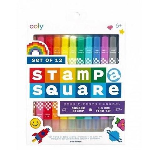 Marcador e Carimbo Ooly Stamp Square - 12 Unidades